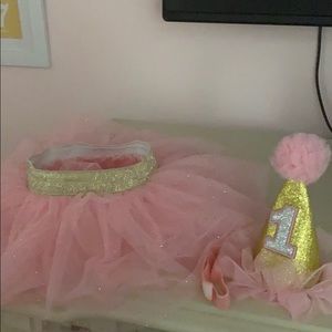 Baby girl tutu and birthday hat 12 months